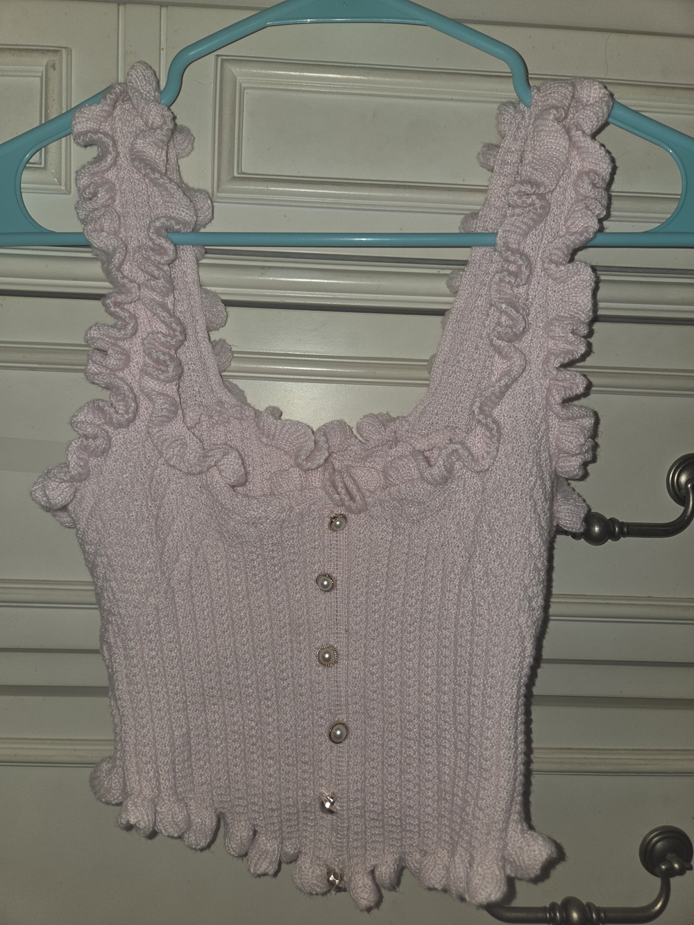 Women's Pink Ruffle Knit Tank Top Size Medium